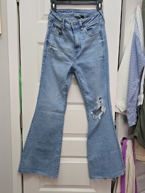 American Eagle Outfitters Light Wash Distressed Flare Jeans